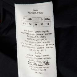 Pre Owned Christian Dior Navy Blue Cotton Peplum Jacket & Pencil Skirt L