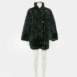 Pre Owned Christian Dior Boutique Fourrure Vintage Green Fur Double Breasted Coat XL