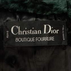 Pre Owned Christian Dior Boutique Fourrure Vintage Green Fur Double Breasted Coat XL