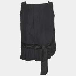 Pre Owned تاپ كريستيان ديور قطن مزيج أسود بلا أكمام مقاس متوسط - ميديام