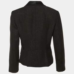 Pre Owned Christian Dior Vintage Black Lurex Crepe Blazer M 
