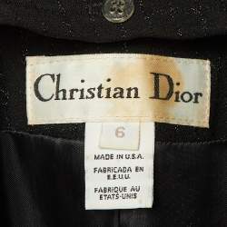 Pre Owned Christian Dior Vintage Black Lurex Crepe Blazer M 