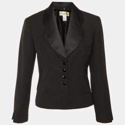 Pre Owned Christian Dior Vintage Black Lurex Crepe Blazer M 