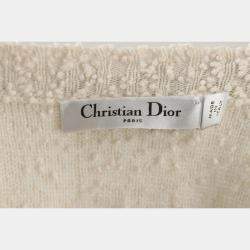 Pre Owned Dior White Cotton Textured Cardigan and Tank Top Set