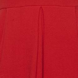 Pre Owned Christian Dior Red Wool Crepe Sleeveless Peplum Top M