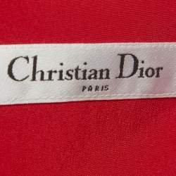 Pre Owned Christian Dior Red Wool Crepe Sleeveless Peplum Top M