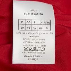 Pre Owned Christian Dior Red Wool Crepe Sleeveless Peplum Top M