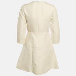 Pre Owned Christian Dior White Patch Detail Cotton & Silk Mini Dress M