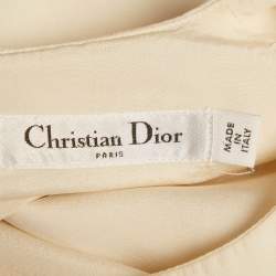 Pre Owned Christian Dior White Patch Detail Cotton & Silk Mini Dress M