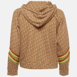 Pre Owned Christian Dior Boutique Brown Monogram Cotton Knit Rasta Hoodie L