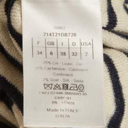 Pre Owned Christian Dior Striped Knit Lace-Up Top S