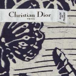 Pre Owned Dior Navy Blue/Off White Cotton Off Shoulder La Roue De La Fortune Dress M