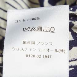 Pre Owned Dior Navy Blue/Off White Cotton Off Shoulder La Roue De La Fortune Dress M