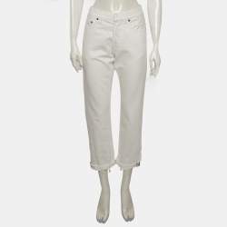 مملوكة مسبقًا بنطلون جينز ديور أبيض دنيم بحافة خام مقاس صغير 31 بوصة - سمول