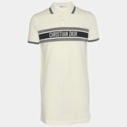 Pre Owned قميص بولو ديور أبيض بشعار ديوريفيرا محبوك مقاس متوسط