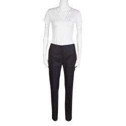 Dior Black and Blue Striped Wool Tailored High Waist Trousers  S