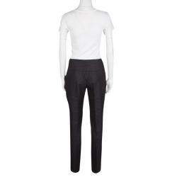 Dior Black and Blue Striped Wool Tailored High Waist Trousers  S