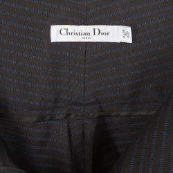 Dior Black and Blue Striped Wool Tailored High Waist Trousers  S