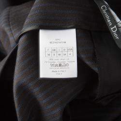 Dior Black and Blue Striped Wool Tailored High Waist Trousers  S