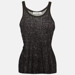 Pre Owned Christian Dior Black Rib Knit Tank Top S