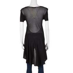 Pre Owned Dior Black Perforated Knit Short Sleeve High Low Tunic S