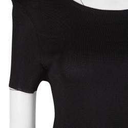 Pre Owned Dior Black Perforated Knit Short Sleeve High Low Tunic S