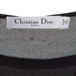 Pre Owned Dior Black Perforated Knit Short Sleeve High Low Tunic S