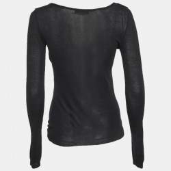 مملوكة مسبقًا توپ مجعد تريكو أسود كريستيان ديور مقاس صغير (سمول)