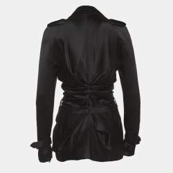 Pre Owned Christian Dior Boutique Black Satin Short Coat S