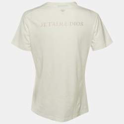 Pre Owned Christian Dior White J'Love Cotton Knit T-Shirt M
