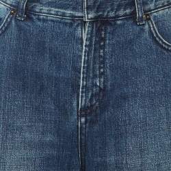 Pre Owned Christian Dior Navy Blue Denim Cropped Jeans M