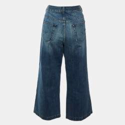 Pre Owned Christian Dior Navy Blue Denim Cropped Jeans M