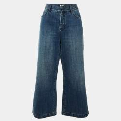 Pre Owned Christian Dior Navy Blue Denim Cropped Jeans M