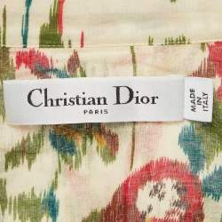 Pre Owned Dior Multicolour Floral Print Cotton Shirt and Midi Skirt Suit M