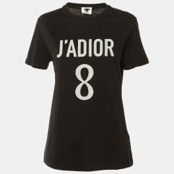 Pre Owned Dior Black J'Adior 8 Printed Cotton Knit T-Shirt M