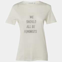 Pre Owned Dior Off White Cotton "We Should All Be Feminists" T-Shirt S