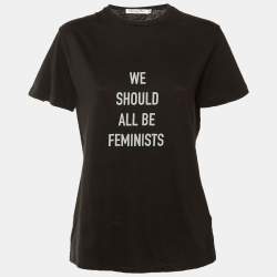 مملوكة مسبقًا Dior Black Cotton "We Should All Be Feminists" T-Shirt M