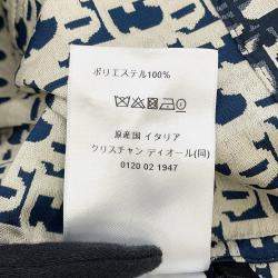 Pre Owned Dior Oblique Technical Taffeta Jacquard Short Sleeve Anorak Size 36 Blue/Ecru Polyester