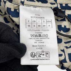 Pre Owned Dior Oblique Technical Taffeta Jacquard Short Sleeve Anorak Size 36 Blue/Ecru Polyester