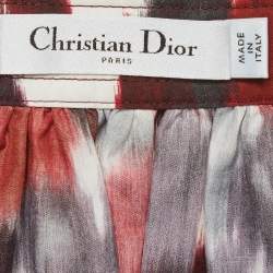 مملوكة مسبقًا Christian Dior Red Printed Cotton Gathered Midi Skirt M