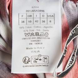 مملوكة مسبقًا Christian Dior Red Printed Cotton Gathered Midi Skirt M