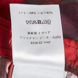 مملوكة مسبقًا Christian Dior Red Printed Cotton Gathered Midi Skirt M