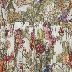 مملوكة مسبقًا فستان كريستيان ديور قطن مطبوع بزهور خضراء طويل مقاس متوسط