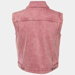 مملوكة مسبقًا جاكيت بلا أكمام دنيم وردي كريستيان ديور مقاس متوسط (ميديوم)