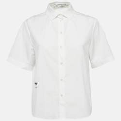 مملوكة مسبقًا Christian Dior White Cotton Poplin Short Sleeve Shirt M