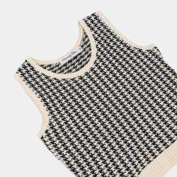 Pre Owned معطف كريستيان ديور بنمط هوندستوث مقاس 34 أبيض/أسود