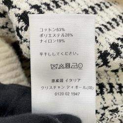 Pre Owned معطف كريستيان ديور بنمط هوندستوث مقاس 34 أبيض/أسود