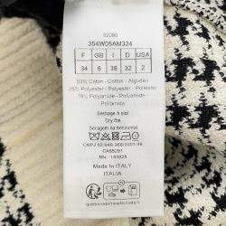 Pre Owned معطف كريستيان ديور بنمط هوندستوث مقاس 34 أبيض/أسود