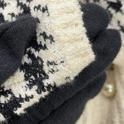 Pre Owned معطف كريستيان ديور بنمط هوندستوث مقاس 34 أبيض/أسود