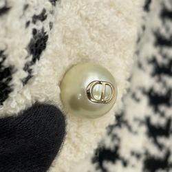 Pre Owned معطف كريستيان ديور بنمط هوندستوث مقاس 34 أبيض/أسود